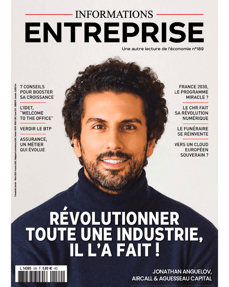 Jonathan Anguelov, couverture du magazine Informations Entreprise